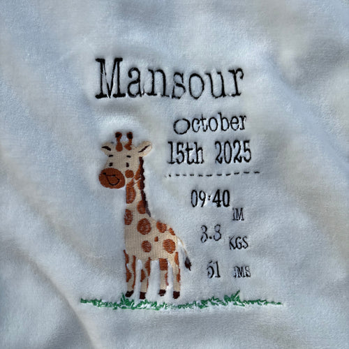 Personalized embroidered keepsake blanket