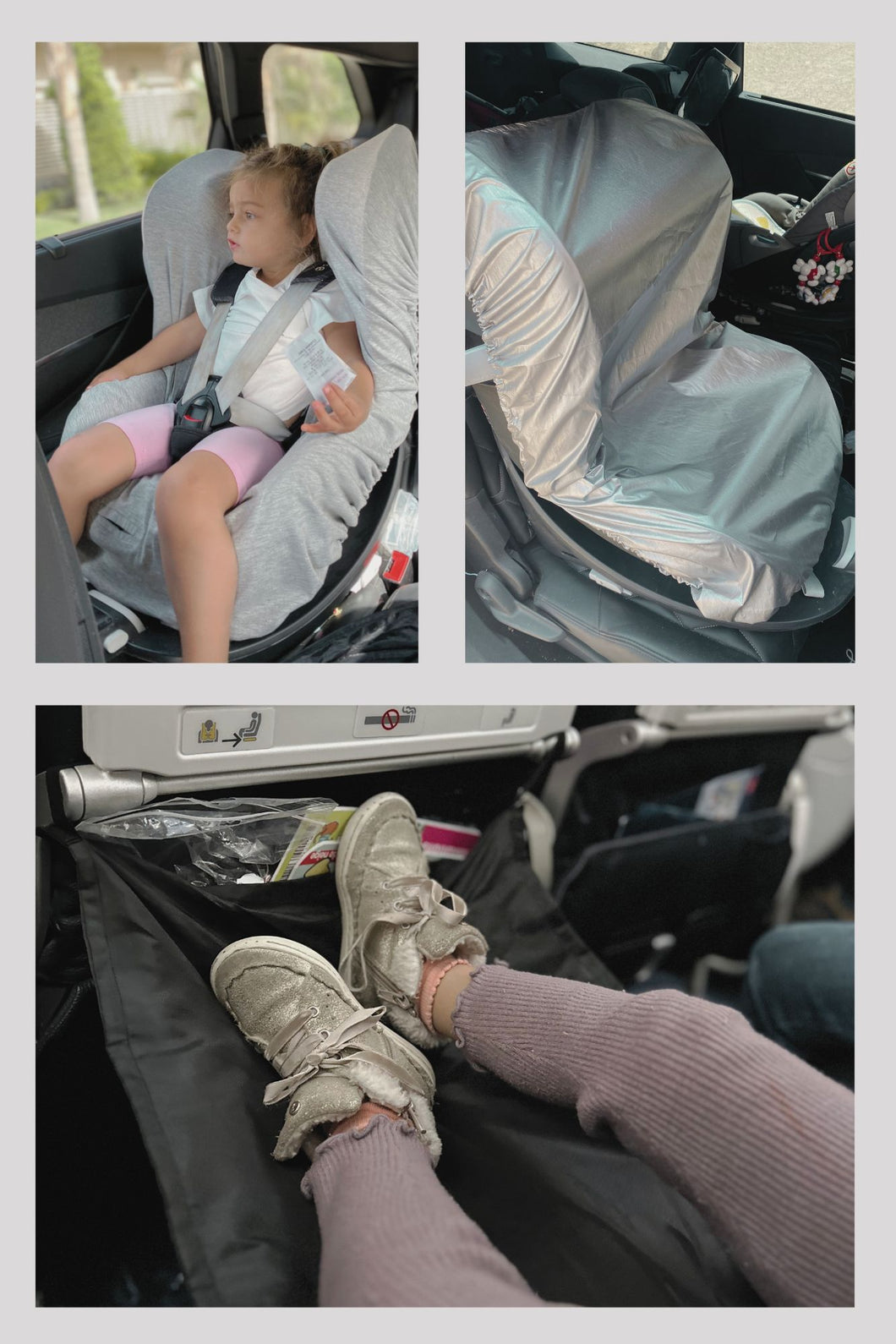 The On-Board Comfort Set - Car Seat protector + Car seat sun protector + Flight air seat extender