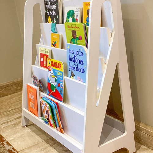Montessori bookshelf with back storage for kids - My Little World